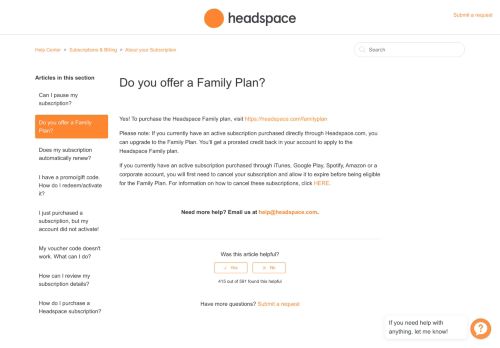 
                            2. Do you offer Family Sharing? – Help Center - Headspace