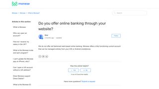 
                            2. Do you offer online banking through your website? – Monese