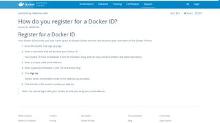 
                            3. Docker - How do you register for a Docker ID?