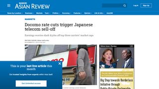 
                            13. Docomo rate cuts trigger Japanese telecom sell-off - Nikkei ...