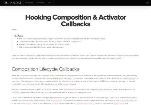 
                            1. Docs - Hooking Lifecycle Callbacks | Durandal