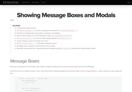 
                            3. Docs - Showing Message Boxes and Modals | Durandal