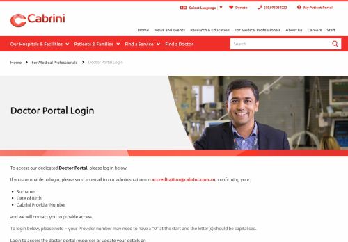 
                            8. Doctor Portal Login - Cabrini