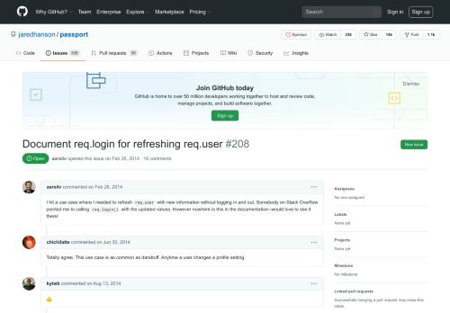 
                            3. Document req.login for refreshing req.user · Issue #208 · jaredhanson ...