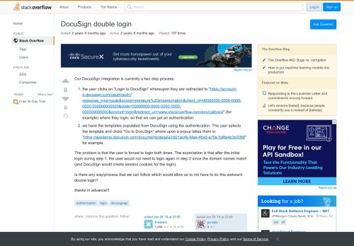 
                            8. DocuSign double login - Stack Overflow