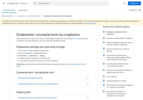 
                            5. Dodawanie i używanie kont na urządzeniu - Google Play - Pomoc