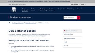 
                            2. DoE Extranet access | Student assessment - NSW Department of ...
