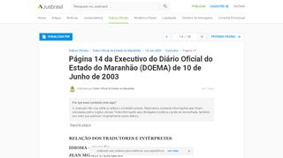 
                            13. DOEMA 10/06/2003 - Pg. 14 - Executivo | Diário Oficial do Estado do ...