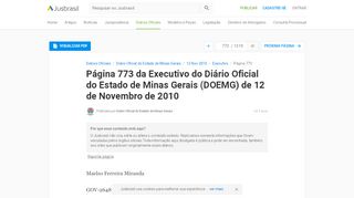 
                            13. DOEMG 12/11/2010 - Pg. 773 - Executivo | Diário Oficial do Estado ...
