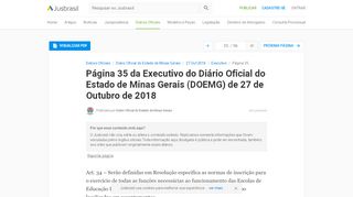 
                            13. DOEMG 27/10/2018 - Pg. 35 - Executivo | Diário Oficial do Estado de ...