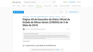 
                            12. DOEMG 3/05/2018 - Pg. 40 - Executivo | Diário Oficial do Estado de ...