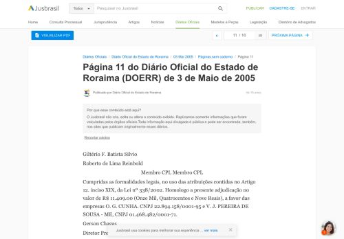 
                            7. DOERR 3/05/2005 - Pg. 11 | Diário Oficial do Estado de Roraima ...
