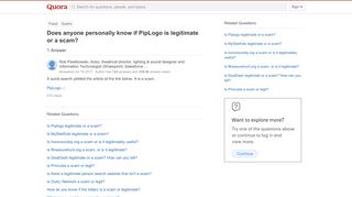 
                            6. Does anyone personally know if PipLogo is legitimate or a scam ...