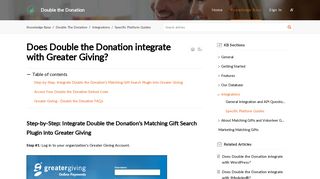 
                            7. Does Double the Donation integrate with Greater Giving?