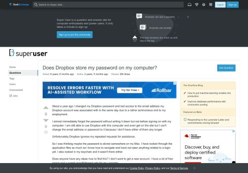 
                            12. Does Dropbox store my password on my computer? - Super User