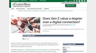 
                            10. Does Gen Z value a degree over a digital connection? - eCampus News