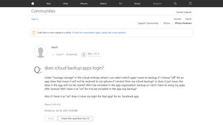 
                            8. does icloud backup apps login? - Apple Community