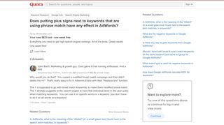 
                            10. Does putting plus signs next to keywords that are using phrase ...