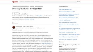 
                            10. Does Snapchat have a developer API? - Quora
