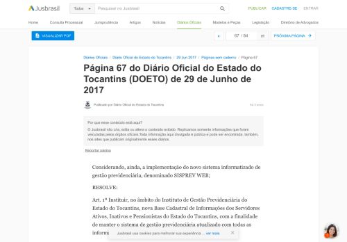 
                            9. DOETO 29/06/2017 - Pg. 67 | Diário Oficial do Estado do Tocantins ...