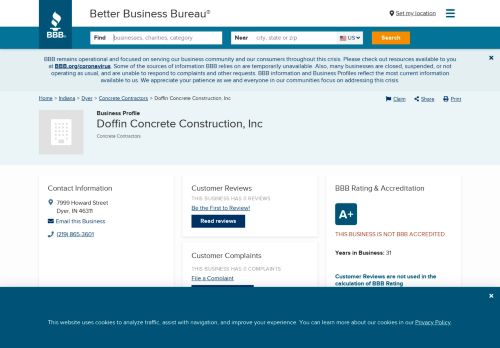 
                            11. Doffin Concrete Construction, Inc | Better Business Bureau® Profile