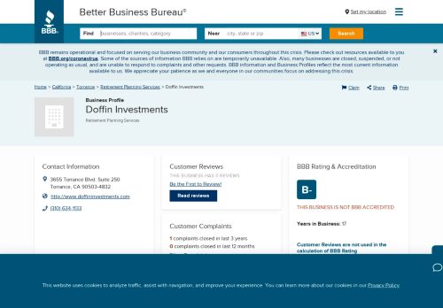 
                            10. Doffin Investments | Better Business Bureau® Profile