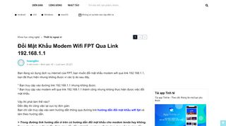 
                            13. Đổi Mật Khẩu Modem Wifi FPT Qua Link 192.168.1.1 | Tinhte.vn