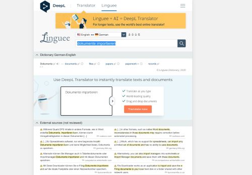 
                            10. Dokumente importieren - English translation – Linguee