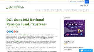 
                            10. DOL Sues IAM National Pension Fund, Trustees | AMERICAN ...