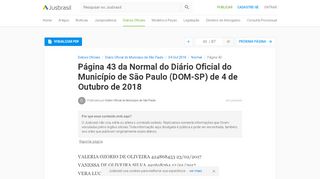 
                            10. DOM-SP 4/10/2018 - Pg. 43 - Normal | Diário Oficial do Município de ...