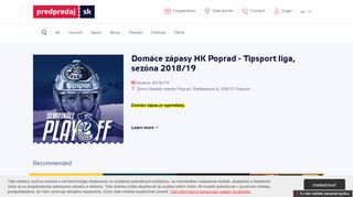 
                            11. Domáce zápasy HK Poprad - Tipsport liga, sezóna 2018/19 - tickets ...