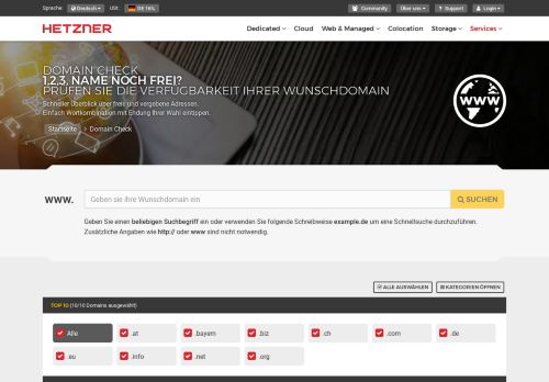 
                            12. Domain Check und Domainregistrierung - Hetzner Online GmbH