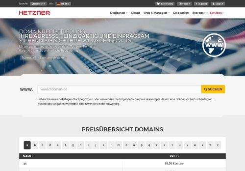
                            1. Domain kaufen Domainregistrierung schnell und günstig - Hetzner ...