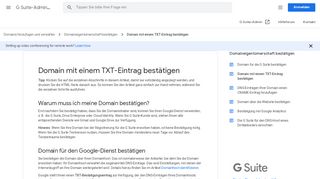 
                            9. Domain mit einem TXT-Eintrag bestätigen - G Suite-Admin-Hilfe