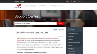 
                            7. Domain Password/EPP Code/Auth Code - Melbourne IT Support Centre
