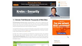 
                            7. Domain Theft Strands Thousands of Web Sites — Krebs on Security