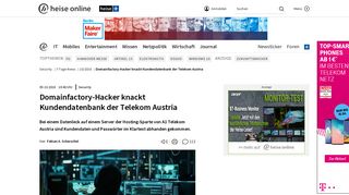
                            12. Domainfactory-Hacker knackt Kundendatenbank der Telekom Austria ...