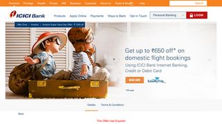 
                            8. Domestic Flight Booking Offer | ICICI Bank