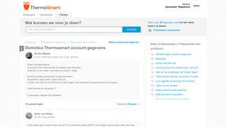 
                            6. Domoticz Thermosmart account gegevens : Support Thermosmart
