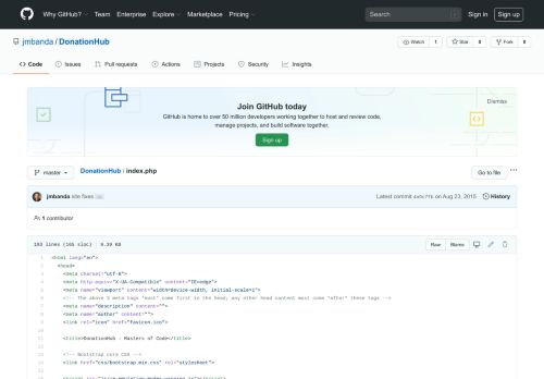 
                            5. DonationHub/index.php at master · jmbanda/DonationHub · GitHub