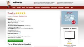 
                            4. Dondino bietet Cashback und 1 Cent pro Werbemail - Adiceltic