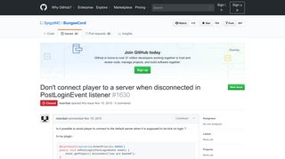 
                            4. Don't connect player to a server when disconnected in PostLoginEvent ...