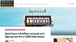 
                            9. Don't have a KrisFlyer account yet? Sign up now for a 1,000 miles ...