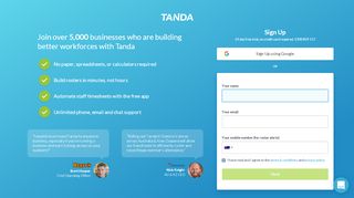
                            3. Don't have an account yet? Sign Up - Welcome to Tanda | Tanda