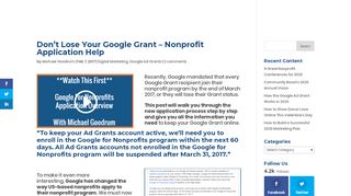
                            13. Don't Lose Your Google Grant - Nonprofit Application Help ...