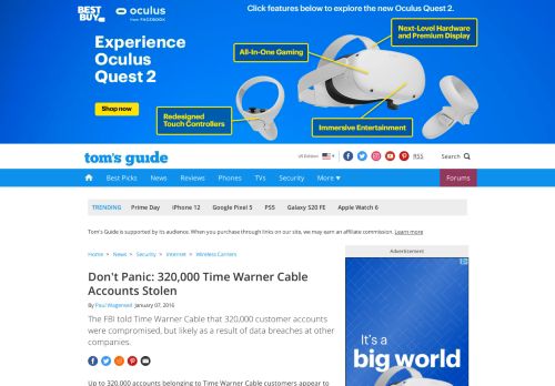 
                            4. Don't Panic: 320,000 Time Warner Cable Accounts Stolen - Tom's Guide