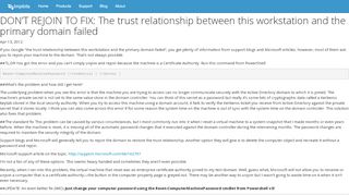 
                            7. DON'T REJOIN TO FIX: The trust relationship between this workstation ...