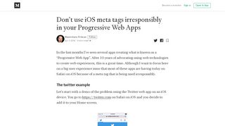 
                            11. Don't use iOS meta tags irresponsibly in your Progressive Web Apps
