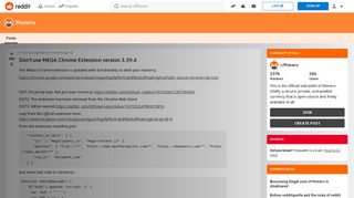 
                            6. Don't use MEGA Chrome Extension version 3.39.4 : Monero - Reddit
