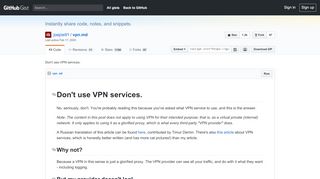 
                            9. Don't use VPN services. · GitHub